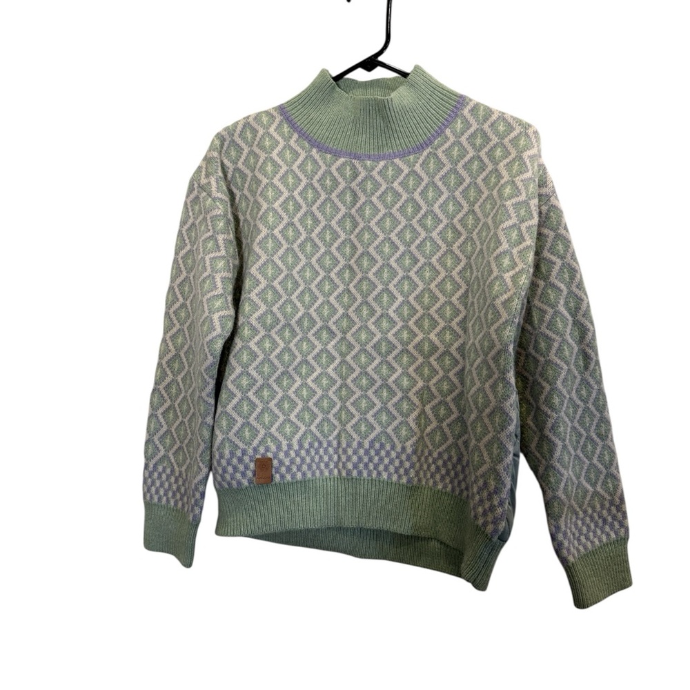 Nekane NKN Spain Mutli Media Patterned Mock-neck Puffer Back Sweater sz M